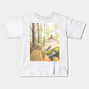 Forest Monsters looking at Girl in Distance Kids T-Shirt